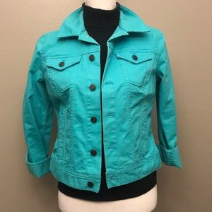 Talbots turquoise blue denim jacket